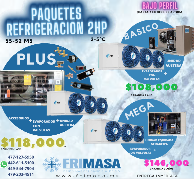 PAQUETES REFRIGERACION 2HP BAJO PERFIL
